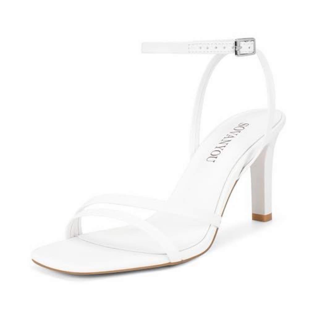 Sovanyou White Strappy Heels